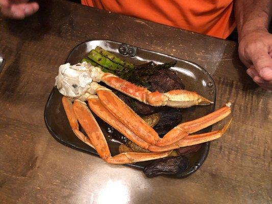 Crab legs and steak