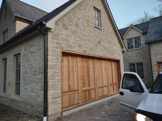 Custom cedar wood door.