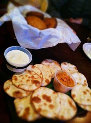 Lavosh and hummus plate , zucchini chips and ranch