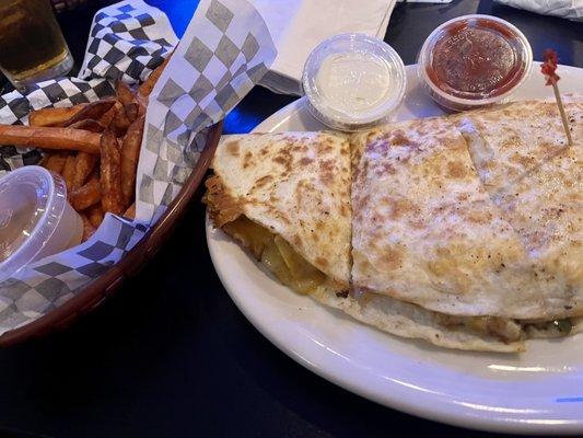 Southwestern quesadilla and sweet potato fries