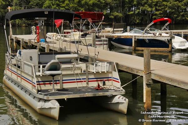 The launch ramp and fuel dock. It looks like the lake is a little "low tide" with a step down to the deck.