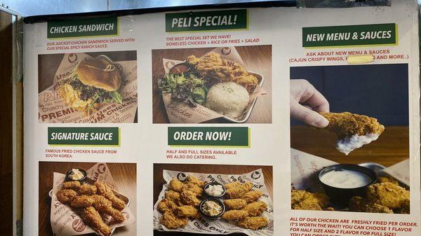 Menu for Pelicana Chicken