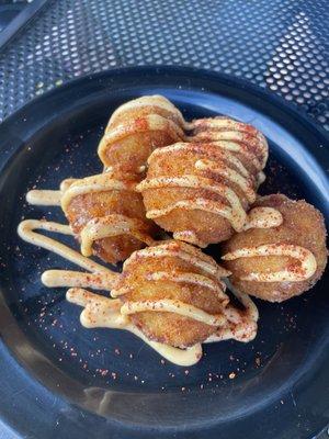 Fireballs - fried mac n cheese balls. Yum!