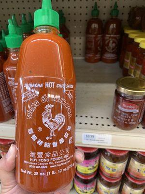 Unable to locate sriracha in the SJ markets but found me a $10 big bottle in Vegas.