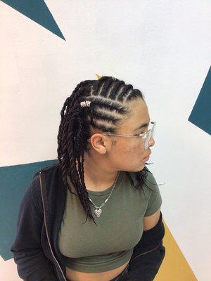 Lofty Two-Strand Twist w/hair jewelry