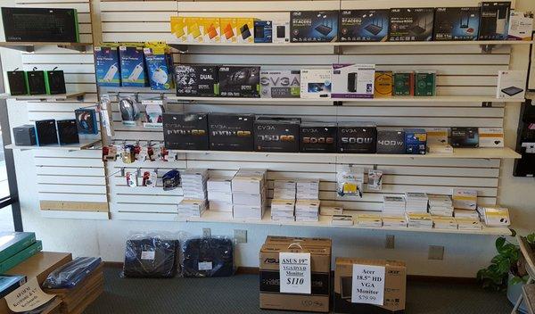 The Wall. Graphics Cards, Power Supplies, Routers, Modems and much much more. Come on in to see our full selection.