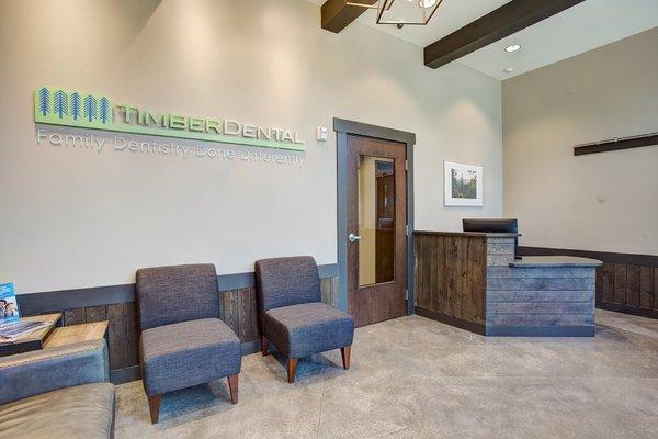 Reception area at Portland dentist Timber Dental East Burnside