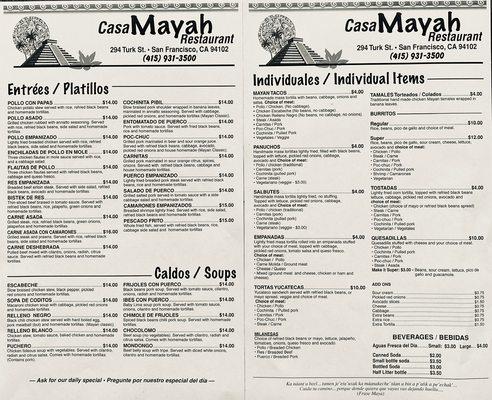 Our full menu