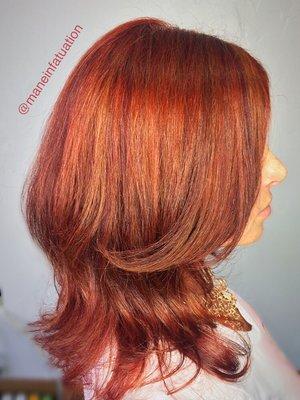 Vibrant Red with Copper Highlights and Red Violet Low Lights