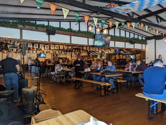 Large communal beer hall.