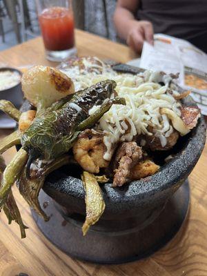 Molcajete mix (shrimp, chicken, steak)