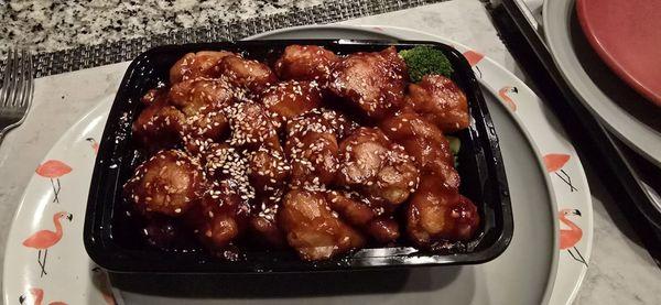 Sesame chicken, huge portions,  tasty, $12.95 is a steal!