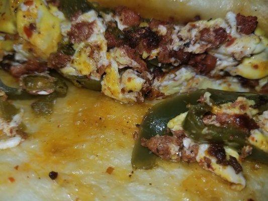 Breakfast taco with chorizo, jalepeno and egg