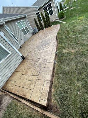 Stamped concrete patio after power wash