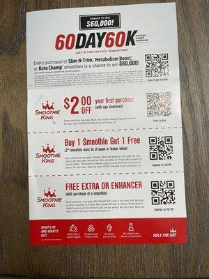 Coupons for next time