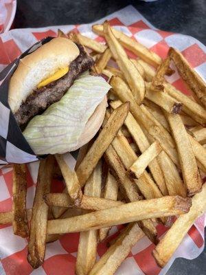 Burger basket with fries. Fantastic.