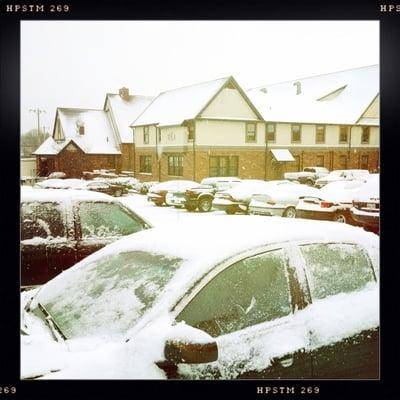 Snow on the Pike house.