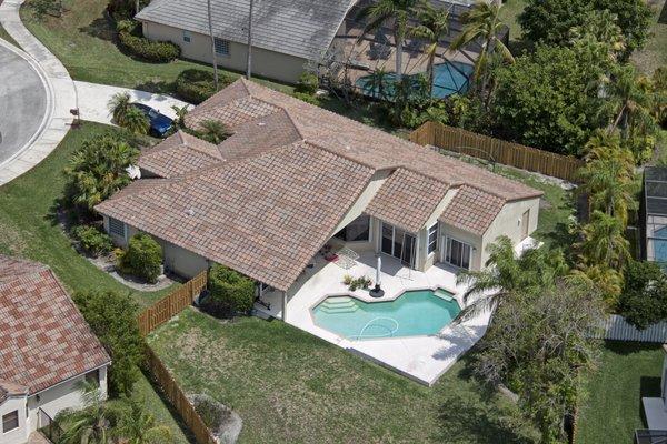 Tile roof on a beautiful home.