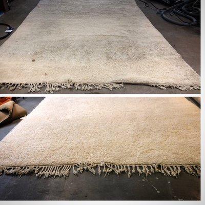 Before and After Morroccan Shag Rug. Deep cleaning.