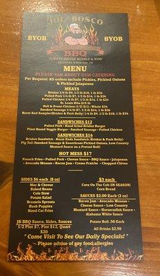 The menu