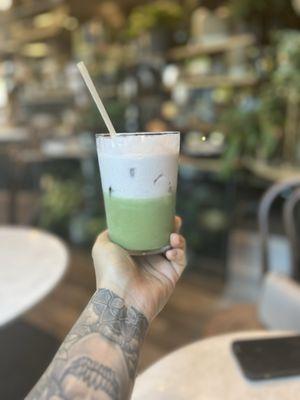 Strawberry matcha latte