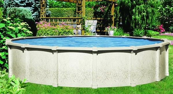 Sharkline round aboveground pool on display now at Budget Pools.... we have ovals too!  Stop by our store / www.budgetpools.com!