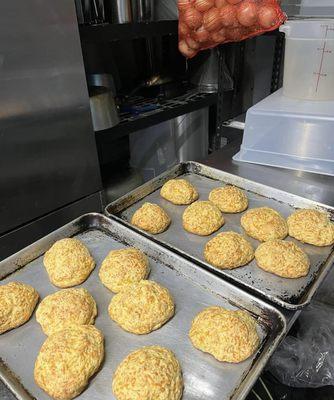 We bake our Old Bay cheddar biscuits fresh daily.