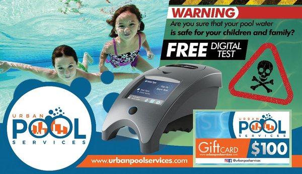 Get a Free Digital Water Test and $100 off when you contact us to maintain your Pool!