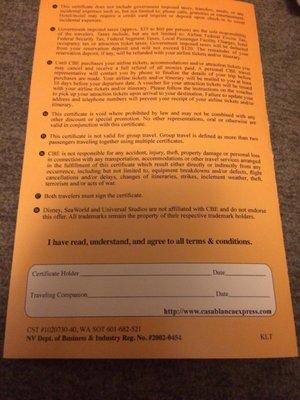 More terms and conditions for your free trip