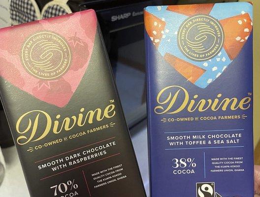 New flavors of fair trade Divine chocolate yummmm