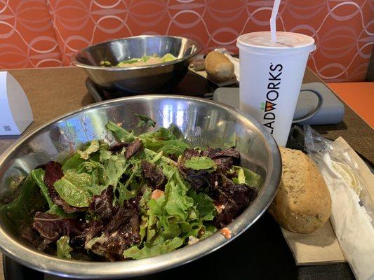 Sophie's Salad w/ a mix of raspberry vinaigrette and sesame dressings.