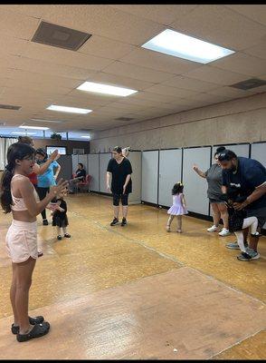 Tiny Tot dancers in Mom and Me Creative Movement class.  Teen dancer -hiding teacher  ;-). - learning to assistant teach.