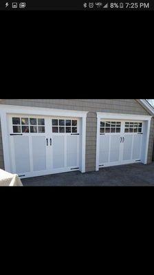 Landcaster Coastline Garage Door installed in Miller Place is a carriage house door built w/modern methods to withstand harsh conditions.