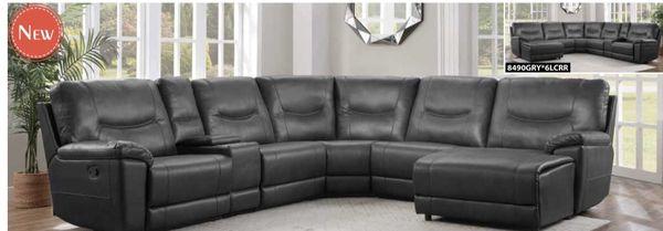 Gray Leather Sectional