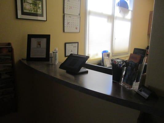 Front Desk Counter, Patient Sign-in, We are a paperless office