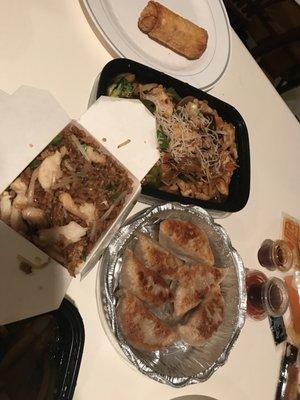 Take out - pot stickers, fried rice with chicken and spicy chicken!