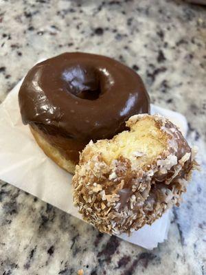 Chocolate donut, coconut donut