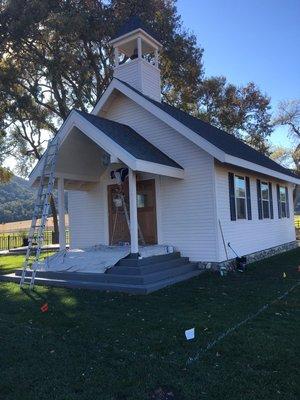 Finishing touches on the chapel build.