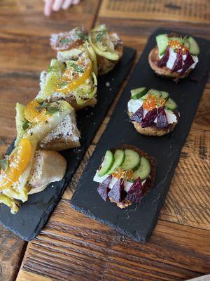 Bruschetta and Trout Cakes