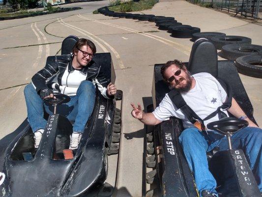 Me on the right and friend at gateway fun center in Boulder