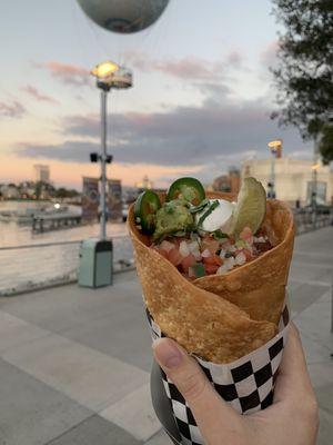 Taco cone and lakefront view