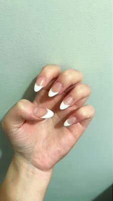 A French full set with gel and acrylic.