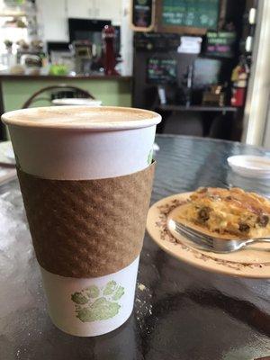 Caffe Macchiato with homemade quiche. Oct. 2018