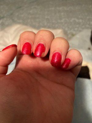 Chipped gel nails after less than two weeks with hangnails.