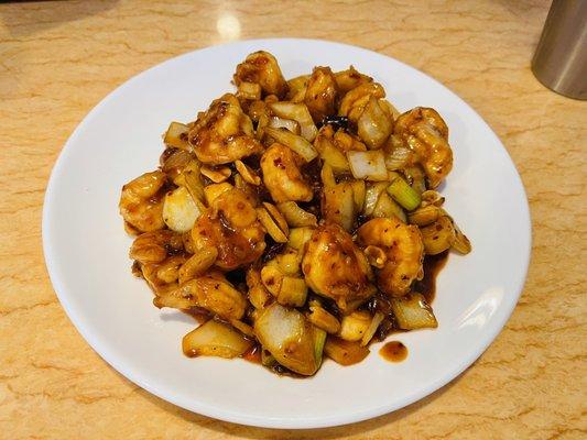 Kung pao shrimp - sauce wasn't great; peanuts were stale