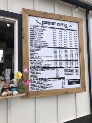 Country Coffee menu