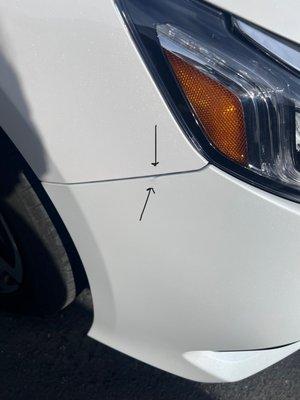 Replaced bumper with dent upon pick up