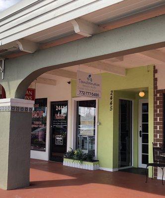 Transformation Beauty Studio store front in Cedar Pointe Plaza