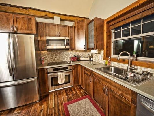 Kitchen with Teak floors