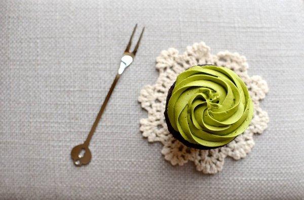 chocolate cupcake with matcha green tea buttercream